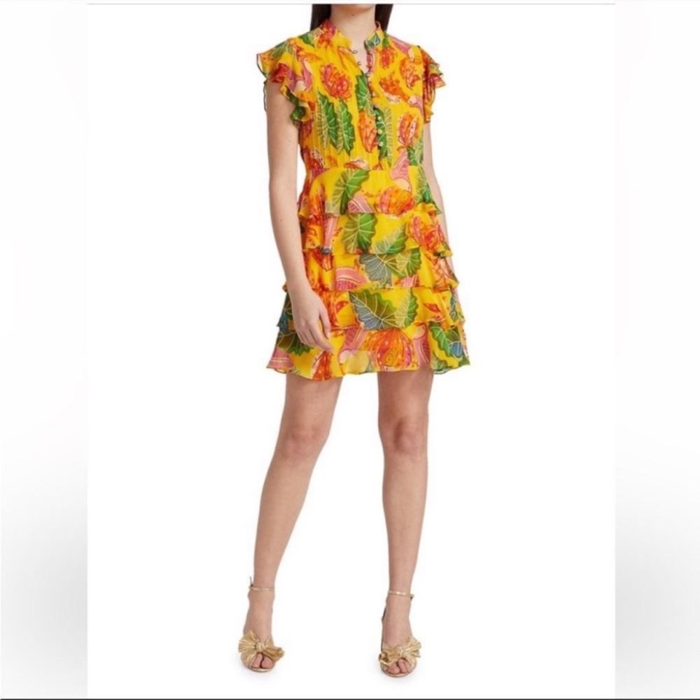 FARM RIO Beaks & Bananas Ruffle Mini Dress